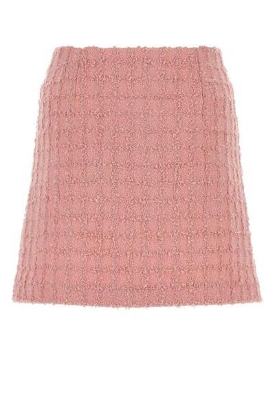 Shop Versace Woman Pink Boucle Mini Skirt