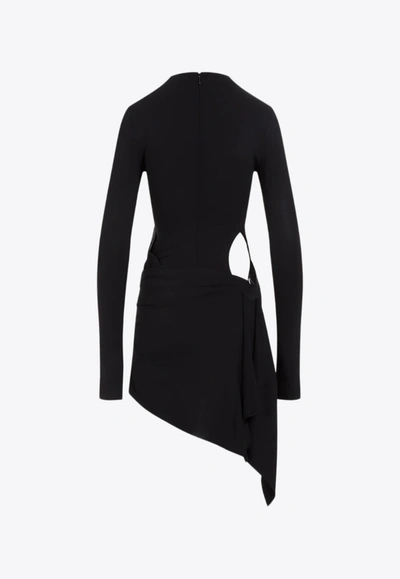 Shop Attico Cut-out Draped Mini Dress In Black