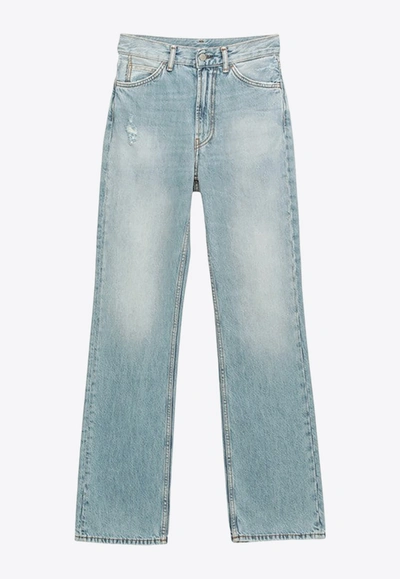 Shop Acne Studios Distressed Straight-leg Jeans In Blue