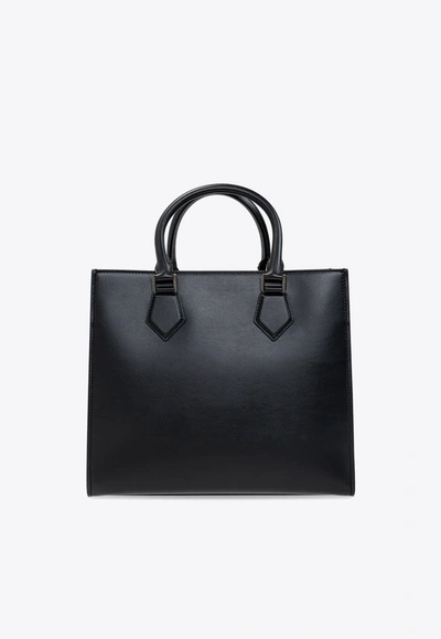 Shop Dolce & Gabbana Edge Calf Leather Tote Bag In Black
