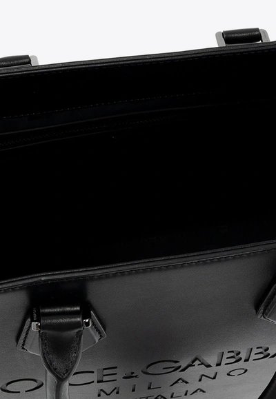Shop Dolce & Gabbana Edge Calf Leather Tote Bag In Black