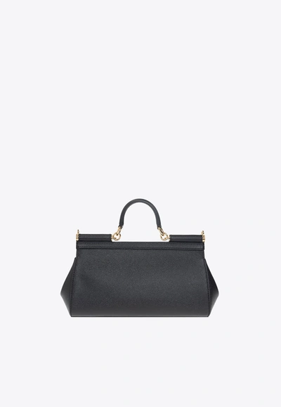 Dolce & Gabbana Elongated Sicily Logo Tag Crossbody Bag In Black