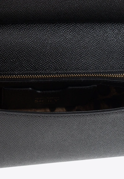 Dolce & Gabbana Elongated Sicily Logo Tag Crossbody Bag In Black