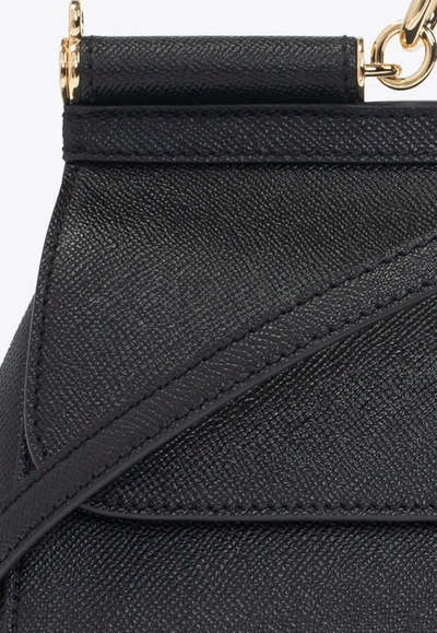 Dolce & Gabbana Elongated Sicily Logo Tag Crossbody Bag In Black
