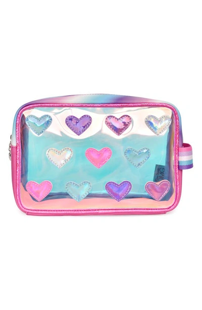 Shop Omg Accessories Kids' Clear Heart Pouch In Berry