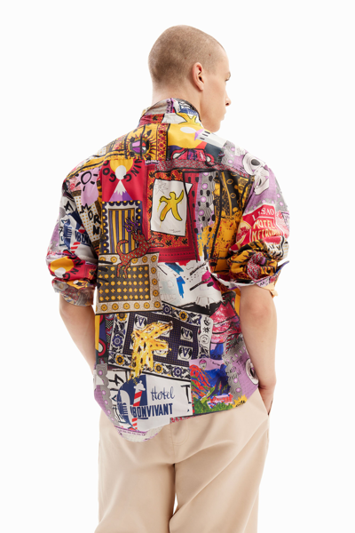 Shop Desigual Patchwork Poplin Shirt In Material Finishes