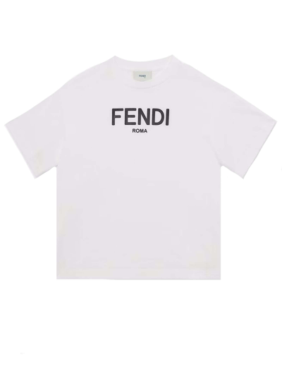Shop Fendi Junior T-shirt In White Jersey In Bianco