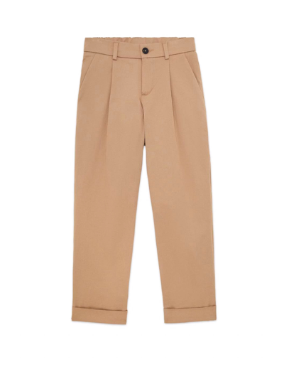 Shop Fendi Regular Junior Trousers In Beige In Marrone