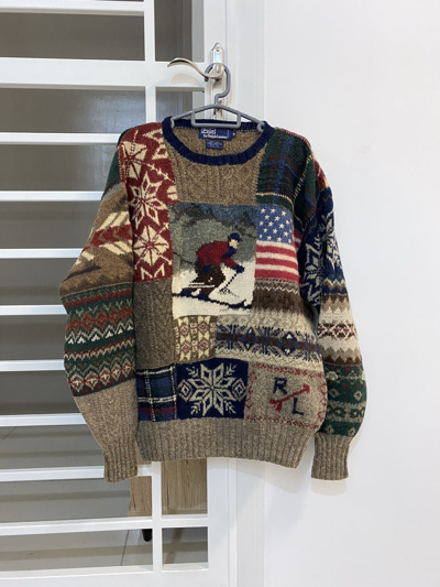 Pre-owned Archival Clothing X Polo Ralph Lauren Accept Bindingvintage Polo Ralph Laurent Knitwear Ski Art (size Xl) In Multicolor