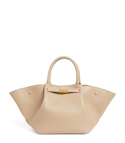 Shop Demellier Leather New York Tote Bag In Beige