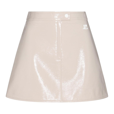 Shop Courrèges Reedition Logo Patch Mini Skirt In Grey