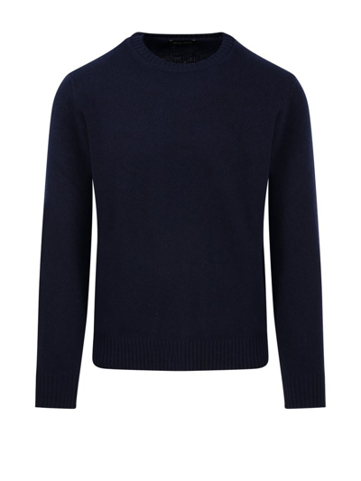 Shop Roberto Collina Crewneck Knitted Sweater In Navy