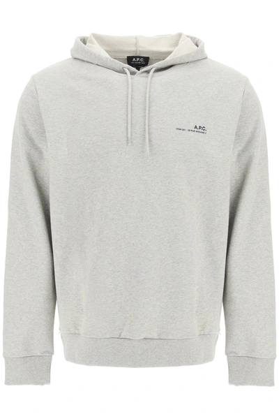 Shop Apc Item 001 Logo Print Hoodie In Grey