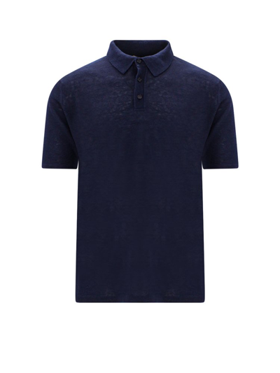 Shop Roberto Collina Short Sleeved Straight Hem Polo Shirt In Navy