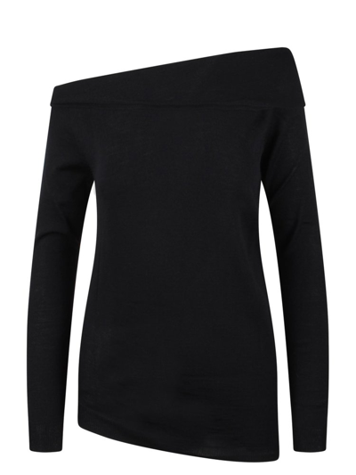 Shop Alberta Ferretti Regular Fit Asymmetric Knitted Jumper In Black