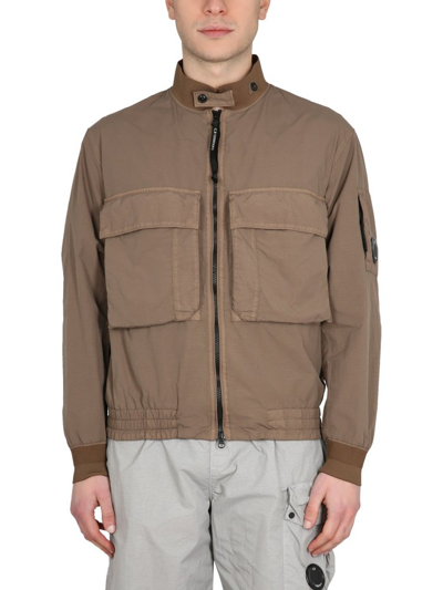 Shop C.p. Company Zipped Short Jacket In Brown