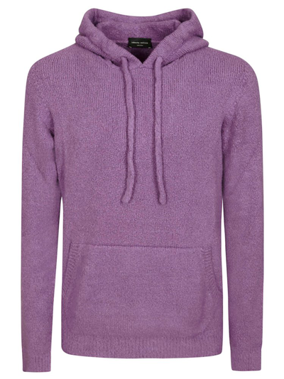 Shop Roberto Collina Drawstring Knit Hoodie In Purple