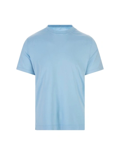 Shop Fedeli Basic T-shirt In Sky Organic Cotton In Blue