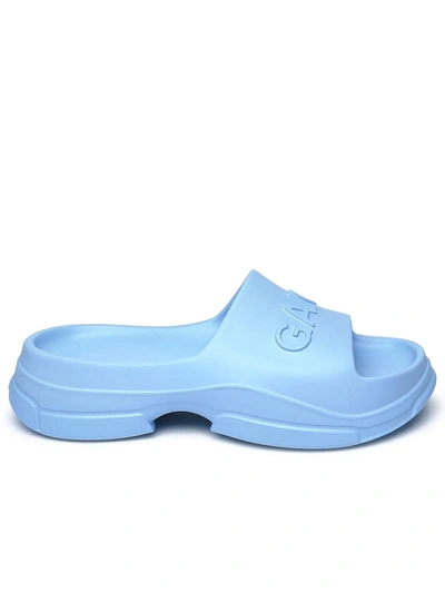 Shop Ganni Light Blue Rubber Slippers