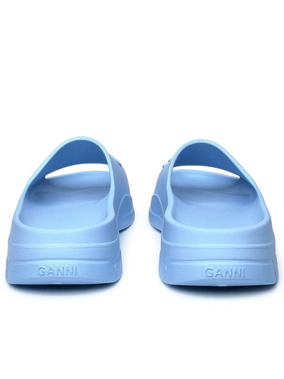 Shop Ganni Light Blue Rubber Slippers