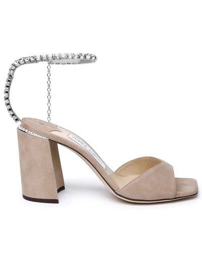 Shop Jimmy Choo Suede Sandals Nude In Pink