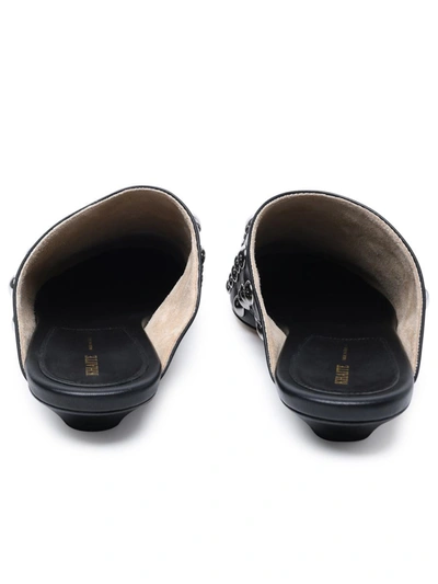 Shop Khaite Black Leather Slippers
