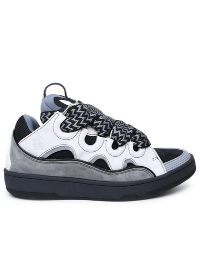Shop Lanvin Multicolor Leather Sneakers In Grey