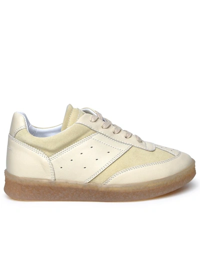Shop Mm6 Maison Margiela Ivory Leather Sneakers In Avorio