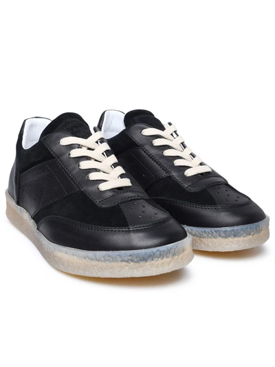Shop Mm6 Maison Margiela Black Leather Sneakers