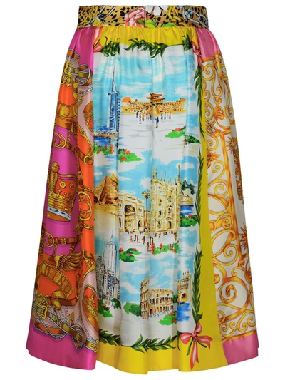 Shop Moschino Multicolor Silk Skirt