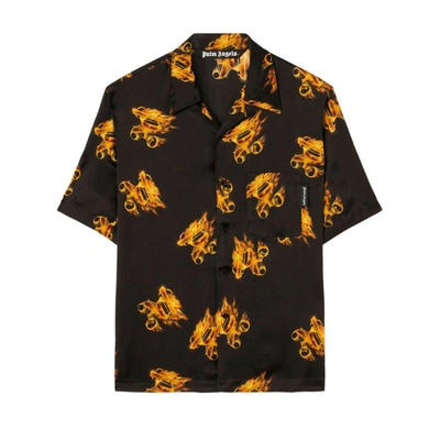 Shop Palm Angels Shirts In Black/gold