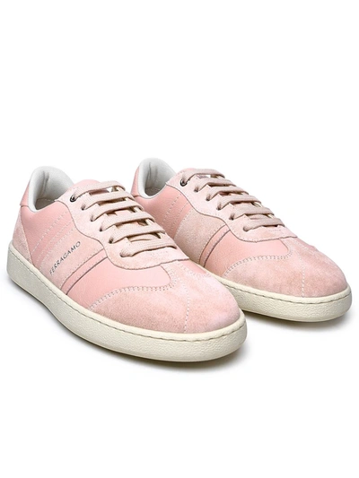 Shop Ferragamo Salvatore  Pink Leather Sneakers