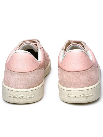 Shop Ferragamo Salvatore  Pink Leather Sneakers