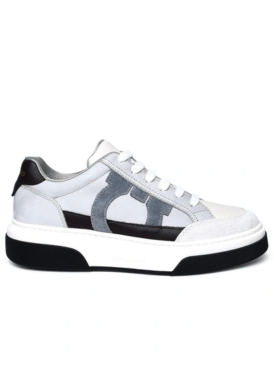 Shop Ferragamo Salvatore  Multicolor Nappa Leather Sneakers In Grey