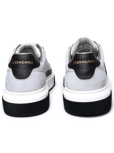 Shop Ferragamo Salvatore  Multicolor Nappa Leather Sneakers In Grey