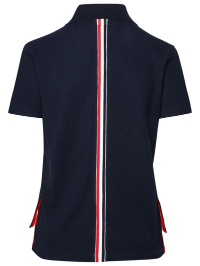 Shop Thom Browne Navy Cotton Polo Shirt