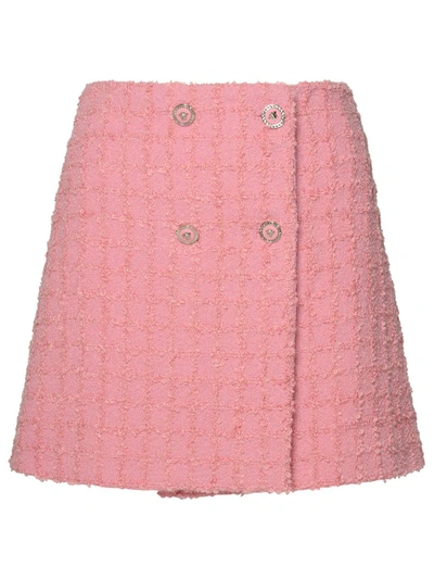 Shop Versace Pink Virgin Wool Blend Skirt