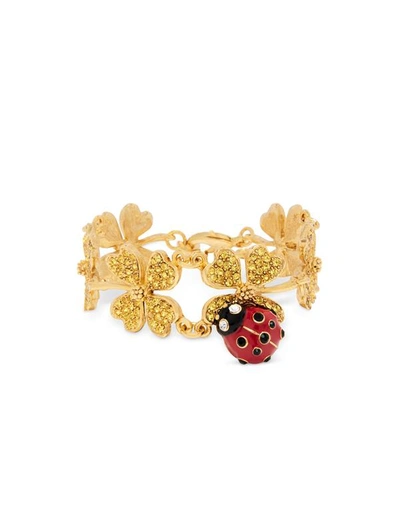 Shop Oscar De La Renta Ladybug Clover Bracelet In Topaz