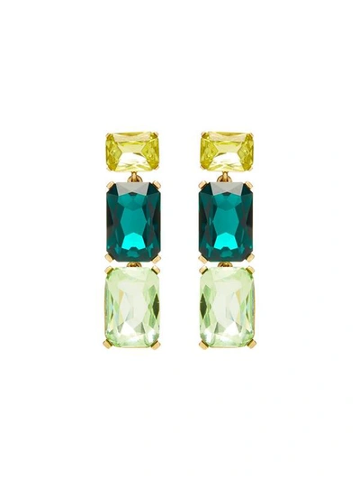 Shop Oscar De La Renta Multi Crystal Chandelier Clip-on Earrings In Emerald Multi