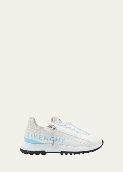 Shop Givenchy Spectre Nylon Zip Runner Sneakers In White/blue