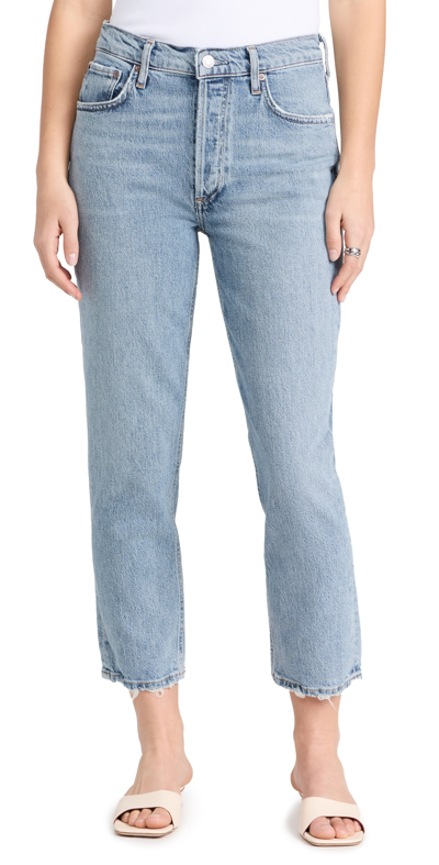 Shop Agolde Riley Crop: High Rise Straight Crop Stretch Jeans Hassle