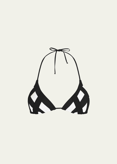 Shop Valimare Ibiza Triangle Bikini Top In Black/white