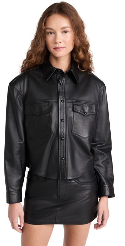 Shop Wardrobe.nyc Wardrobe. Nyc Leather Shirt Jacket Black