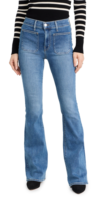 Shop Veronica Beard Jean Beverly Skinny Flare Jeans With Patch Sierra