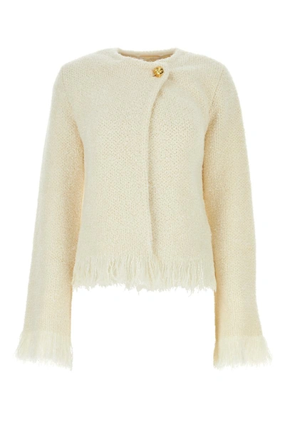 Chloé Frayed-edge Wool-blend Jacket In Iconicmilk