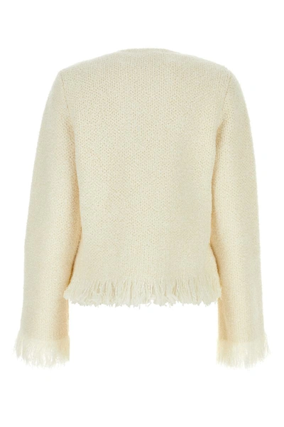 Chloé Frayed-edge Wool-blend Jacket In Iconicmilk