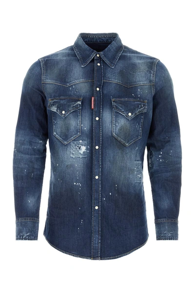 Shop Dsquared2 Dsquared Shirts In Navyblue