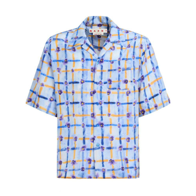 Shop Marni Shirts In Blue/yellow