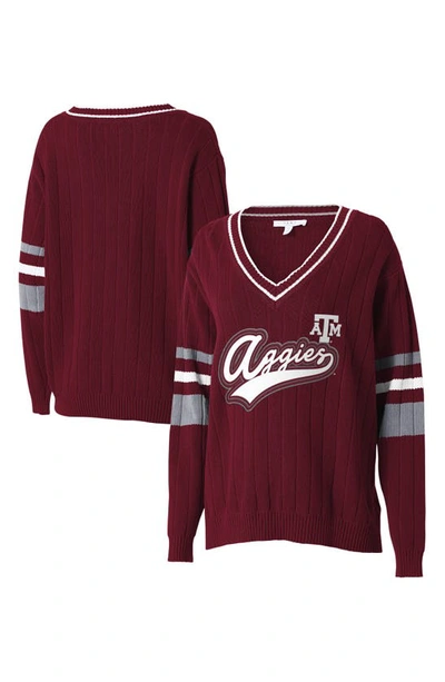 Shop Wear By Erin Andrews University V-neck Cotton Sweater In Texas A&m University
