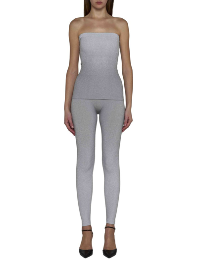 Shop Wolford Trousers In Silver Shine